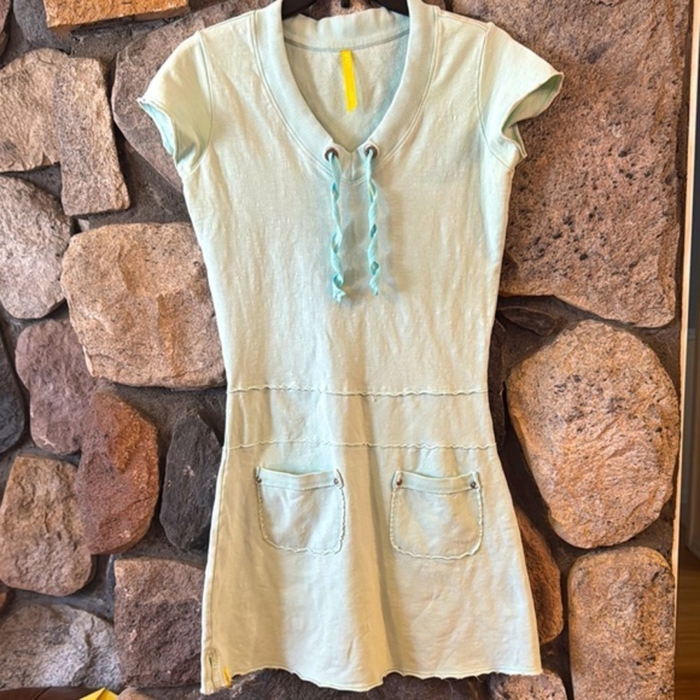 LOLE pastel teal‎ Casual short sleeve  sporty Dress with Pockets size small